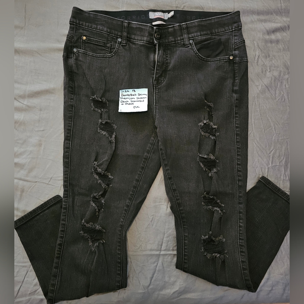 Torrid Charcoal Distressed Skinny Jeans